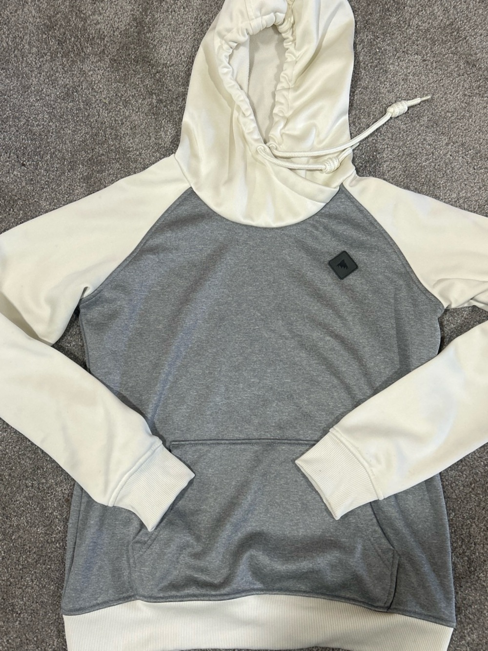 Burton Two-Tone Gray and White Hoodie with Logo Patch